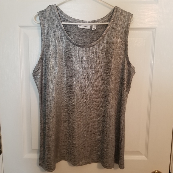 NWT 2 pc Susan Graver Foil Print Cardigan Tank Set - Picture 2 of 16